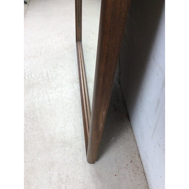 Mid Century Modern Walnut Wall Mirror With Rounded Wood Frame For Sale - Image 14 of 18