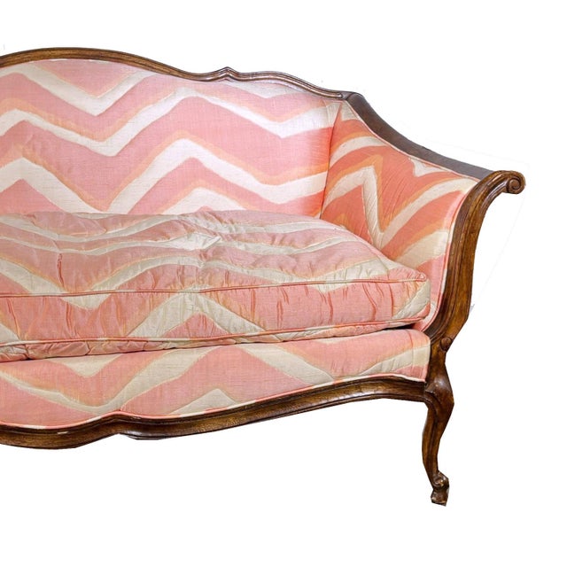 Hibriten Vintage Striped Hibriten Settee in Great Shape For Sale - Image 4 of 9