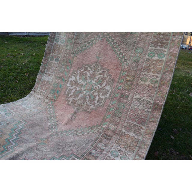 1970s Distressed Turkish Oushak Hand Knotted Floor Rug - 3'6'' X 6'3' For Sale - Image 5 of 12