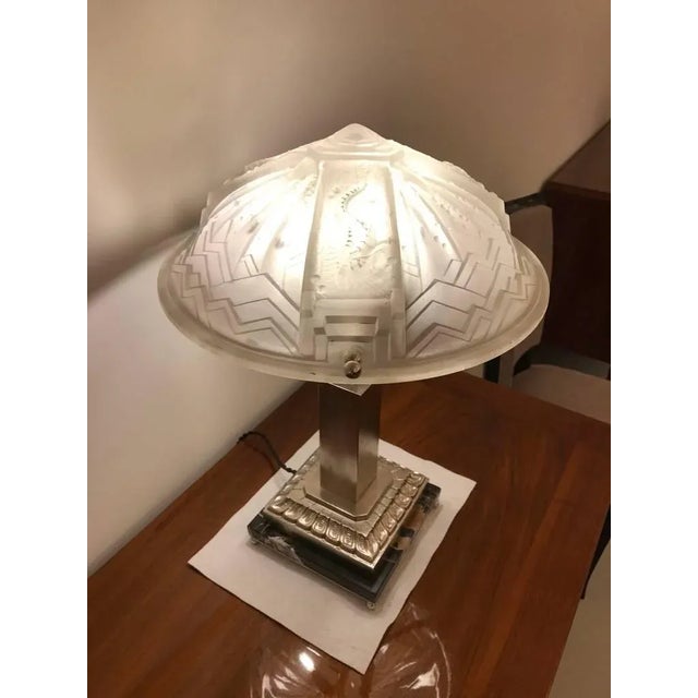 French Art Deco Geometric and Seahorse Table Lamp Signed by Muller Frères For Sale - Image 10 of 11