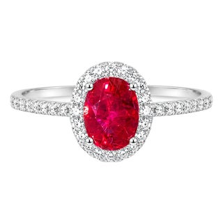 14K White Gold Ruby Diamond Solitaire Cocktail Ring Estate For Sale