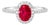 14K White Gold Ruby Diamond Solitaire Cocktail Ring Estate For Sale