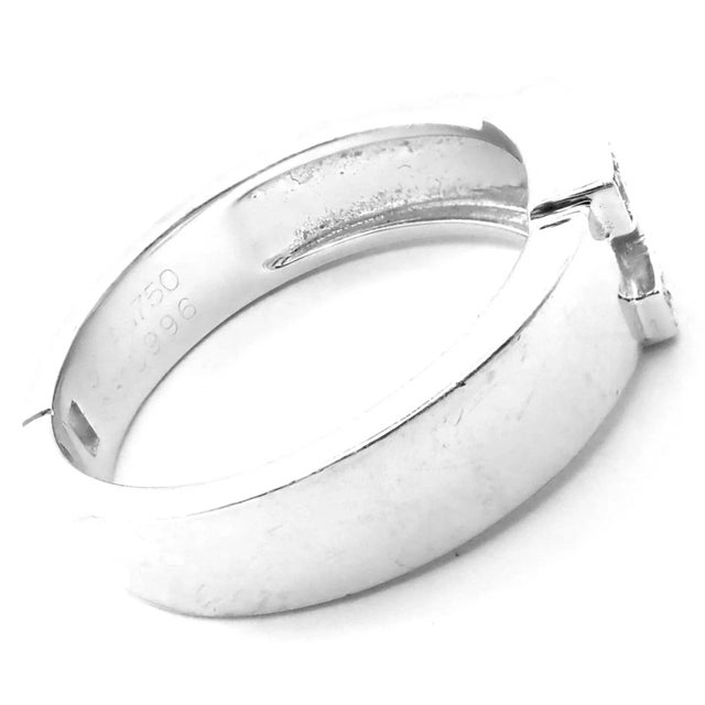 Contemporary Hermes 18k White Gold Diamond H Band Ring, size 5.75 For Sale - Image 3 of 8