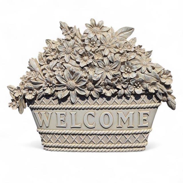 Basket of Flowers Plaster Welcome Plaque For Sale - Image 13 of 13