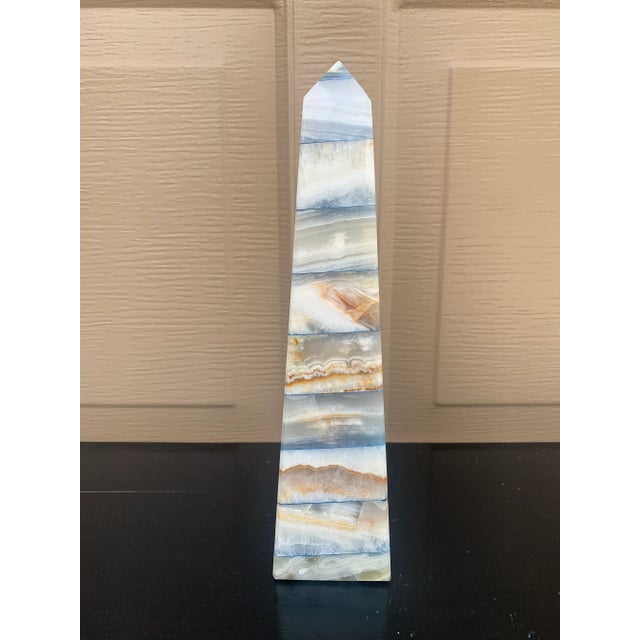 Late 20th Century Neoclassical Grand Tour Solid Marble Blue, Tan, and White Obelisk For Sale In South Bend - Image 6 of 8