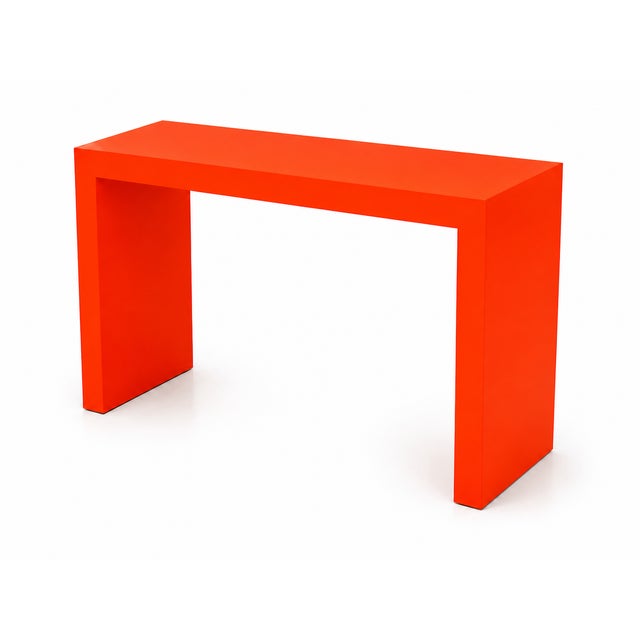 Mid Century Modern Parsons Style Console Corvette Red For Sale - Image 4 of 4