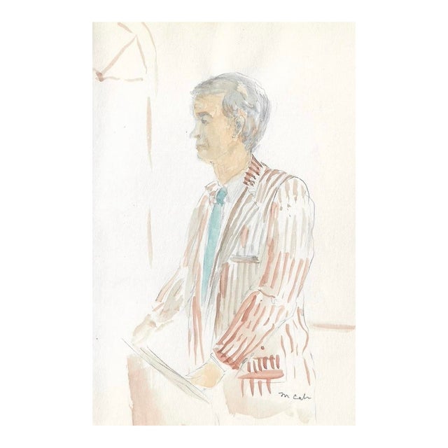 Myriam Cahn FMan in a Striped Blazer Painting For Sale
