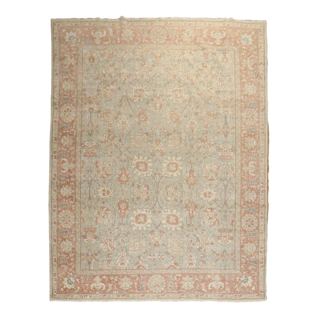 Vintage Soft Green Turkish Rug - 8'5" x 11'8" For Sale