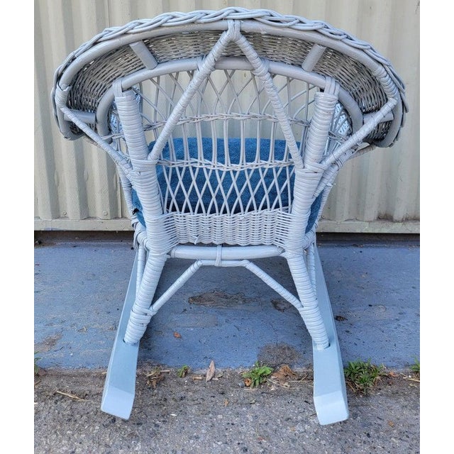 Folk Art 1940s Childs Bar Harbor Wicker Rocking Chair For Sale - Image 3 of 9