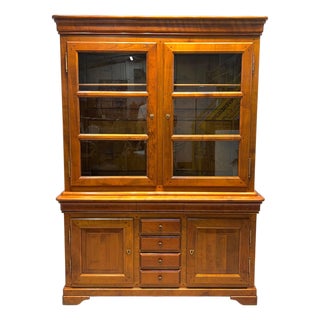 Vintage Wood 2-Piece Cabinet For Sale