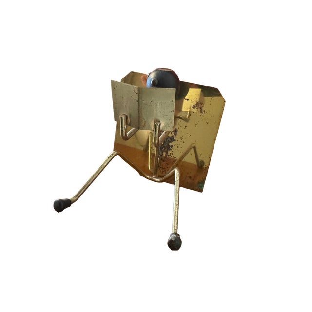 Vintage Mid-Century Brass-Tone Figural Reading Man Bookends For Sale In New York - Image 6 of 6