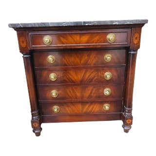 20th Century Colony House American Empire Style Mahogany Chest of Drawers With Marble Top For Sale