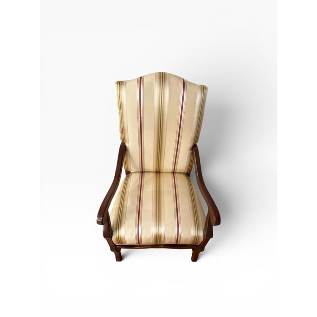 Pair of Pearson Furniture Armchairs – Striped Upholstery & Curved Silhouette For Sale - Image 10 of 15