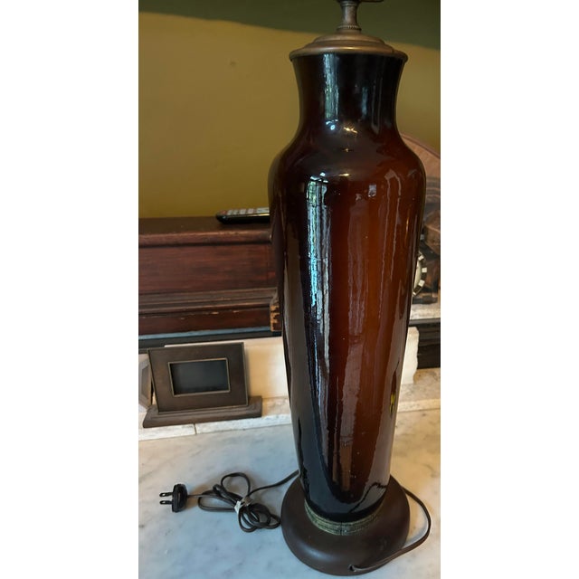 Monumental 35" Antique Artist-Signed Weller Louwelsa Art Pottery Table Lamp by William Haubrich For Sale - Image 11 of 12