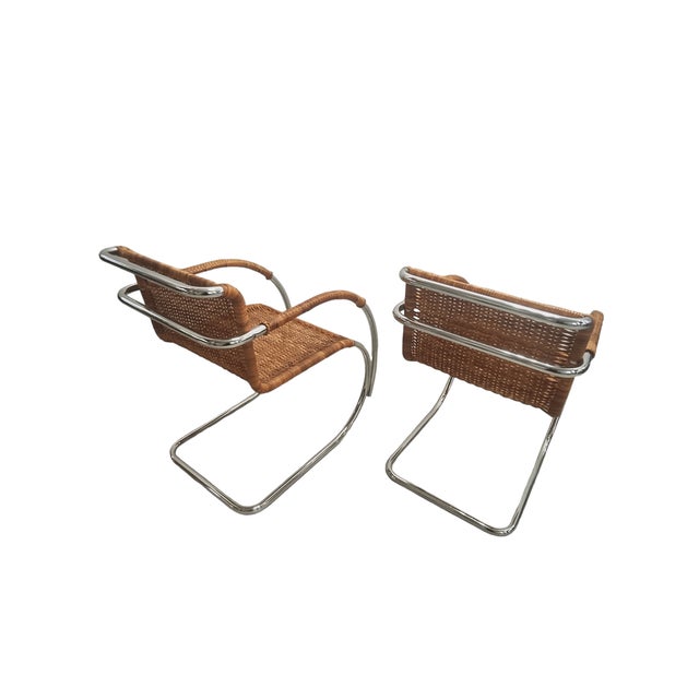 Wood M20 Tubular Cantilever Armchair in Woven Rattan by Mies Van Der Rohe for Knoll, 1960s For Sale - Image 7 of 13
