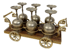Vintage Silver-Plated Liquor Glass Trolley Set, 1950s, Set of 6