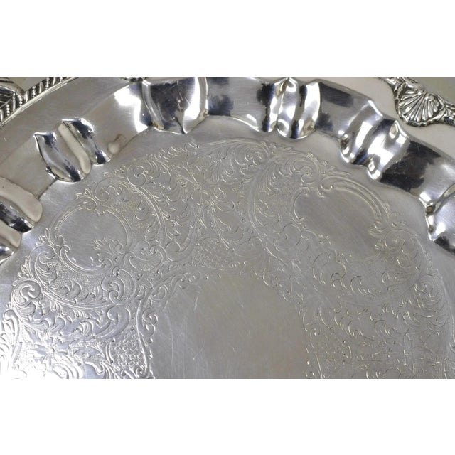 Vintage Federal Silver Co Silver Plated Round Twin Handle Bar Platter Tray For Sale In Philadelphia - Image 6 of 12