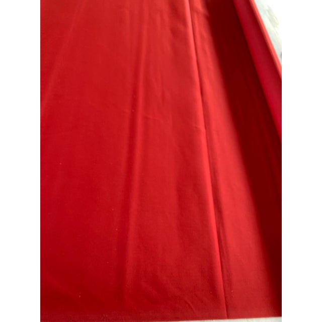 Shabby Chic Vintage Scarlet Red Upholstery Solid Fabric- 4 Yards For Sale - Image 3 of 5