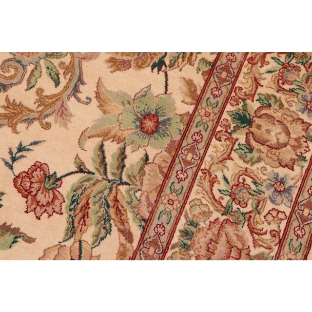 1990s Shabby Chic 1990's Floral Pak-Persian Beige/Gold Wool Rug - 6'0'' X 9'1'' For Sale - Image 5 of 9