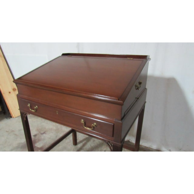 Chippendale 1980s Kittinger Drafting Writing Table Cherry Desk Designer For Sale - Image 3 of 12