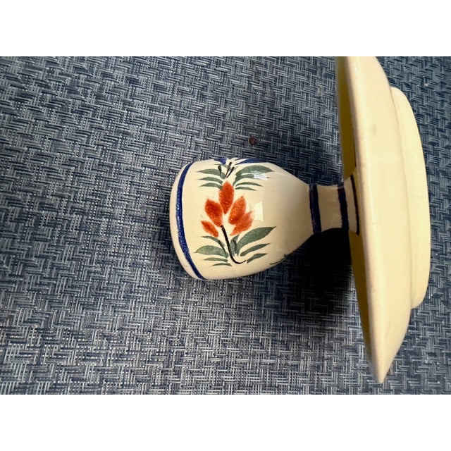 Antique White 1980s Henriot Quimper Faience Egg Cup For Sale - Image 8 of 8
