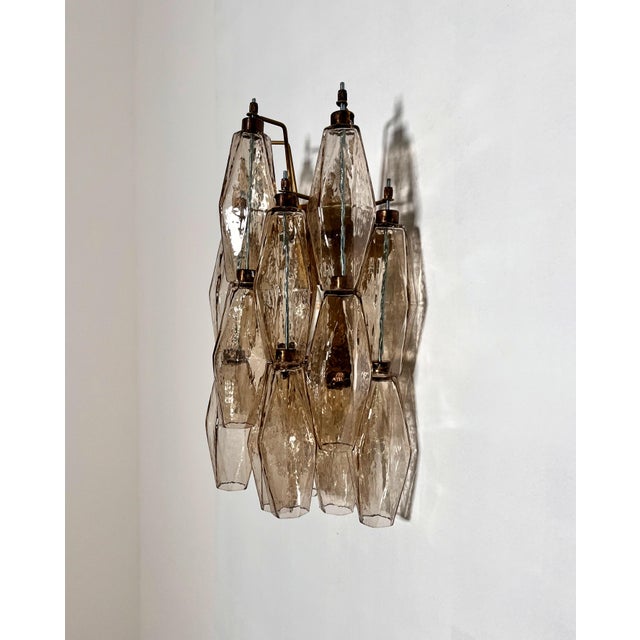 Vintage Italian Poliedri Smoked Glass Wall Sconces, 1990s, Set of 2 For Sale - Image 13 of 17