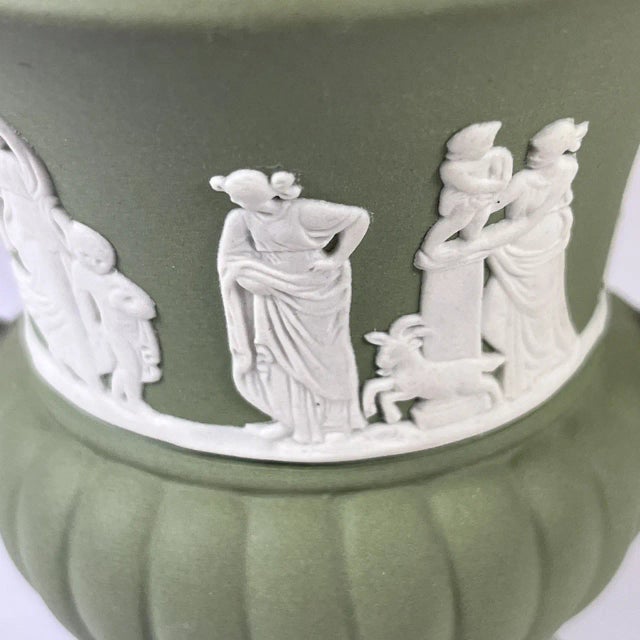 Vintage Wedgwood Jasperware Green Sage Vase For Sale - Image 6 of 9