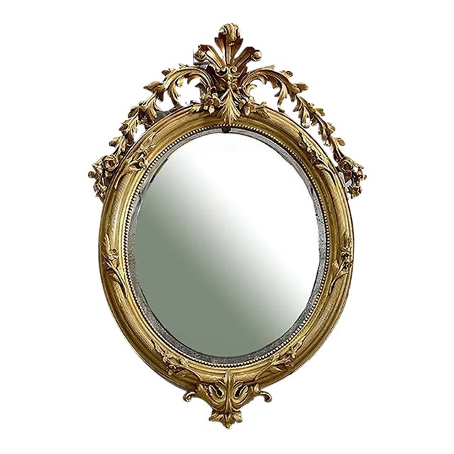 Napoleon III Golden Oval Mirror For Sale
