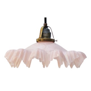 Art Nouveau French Clichy Pink Colored Glass Pendant Light, 1920s For Sale