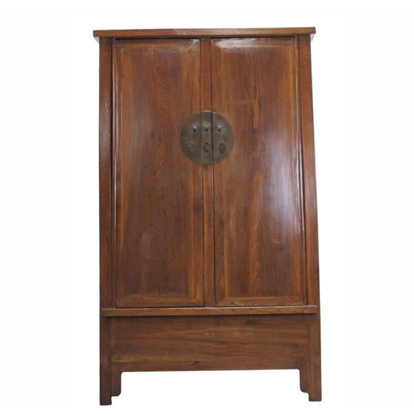 Chinese Antique Square-Corner Elm Armoire For Sale - Image 3 of 10