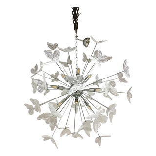 White Butterfly Murano Glass Sputnik Chandelier by Simoeng For Sale