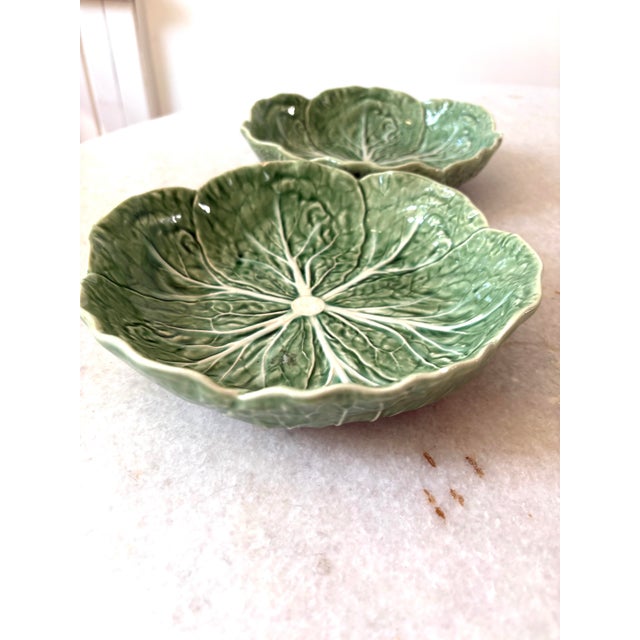 Vintage Cabbage Leaf Bordallo Pinheiro Ceramic Bowls