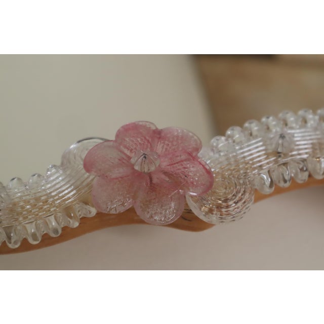 Pink Venetian Pink Wall Mirror with Flowers, 1960 For Sale - Image 8 of 12