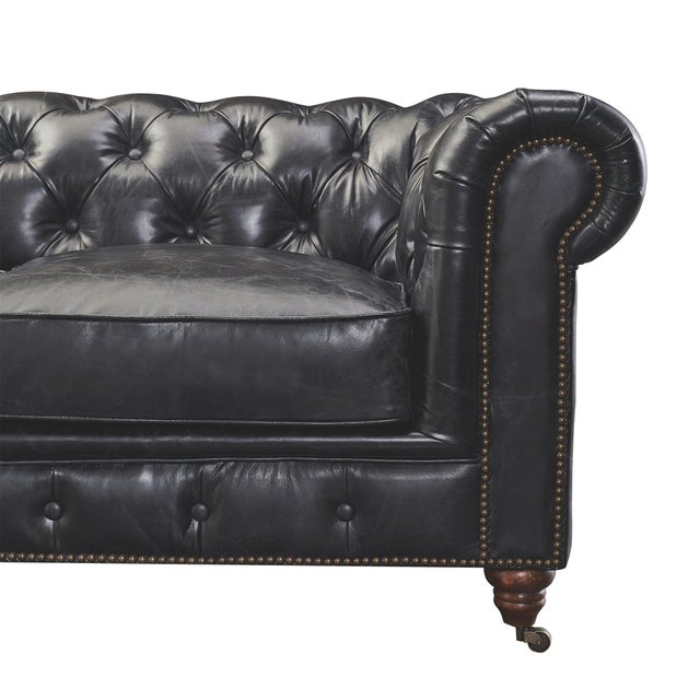 Animal Skin Century Chesterfield Sofa - Slate Leather - 118" For Sale - Image 7 of 9