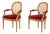 Pair of Louis XVI Style Red Velvet Upholstered Cane Paneled Walnut Fauteuils For Sale