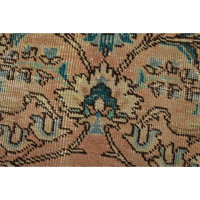 Tabriz Rug 9’7” X 12’4” Pink Wool Vintage Distressed Hand-Knotted Carpet For Sale In Philadelphia - Image 6 of 15