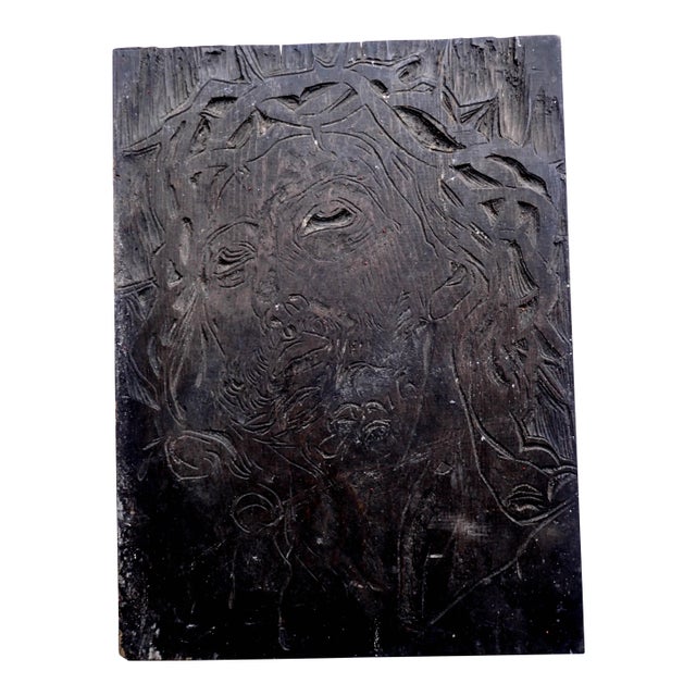 Jesus Devotional Woodcut Carving by Sante Graziani For Sale
