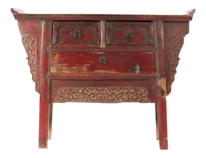 19th Century Red Lacquer Console Table