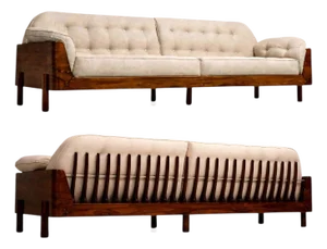 Four-Seat Sofa in Brazilian Rosewood with Sculpted Back and Warm Bouclé Upholstery, JD Moveis, 1960s - Lot 546