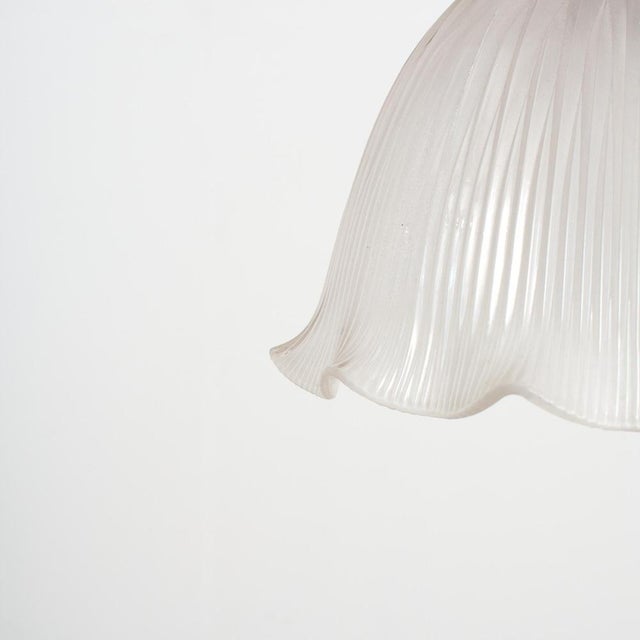 Large Vintage Glass Holophane Frill Pendant Light, 1940s For Sale - Image 4 of 9