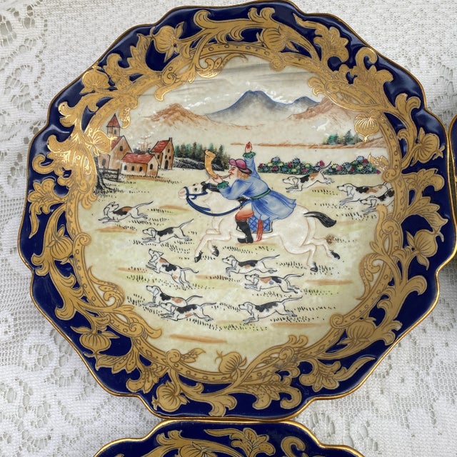 Chinoiserie Vintage Chinese Export Hand-Painted Enamel Plates- Set of 4 For Sale - Image 3 of 8