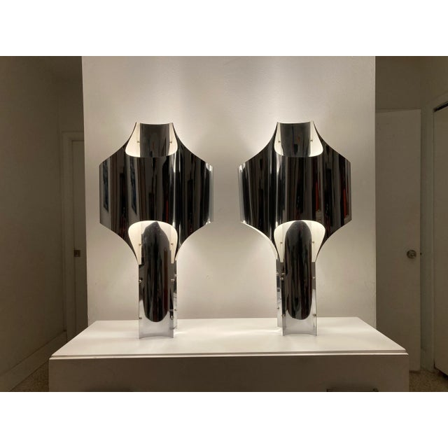 Pair of Large Chrome Table Lamps by Robert Sonneman, Usa, 1960s Chairish