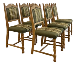 1970s Set of 6 Mid-Century Modern Oak Dining Chairs Attributed to Henning Kjaernulf