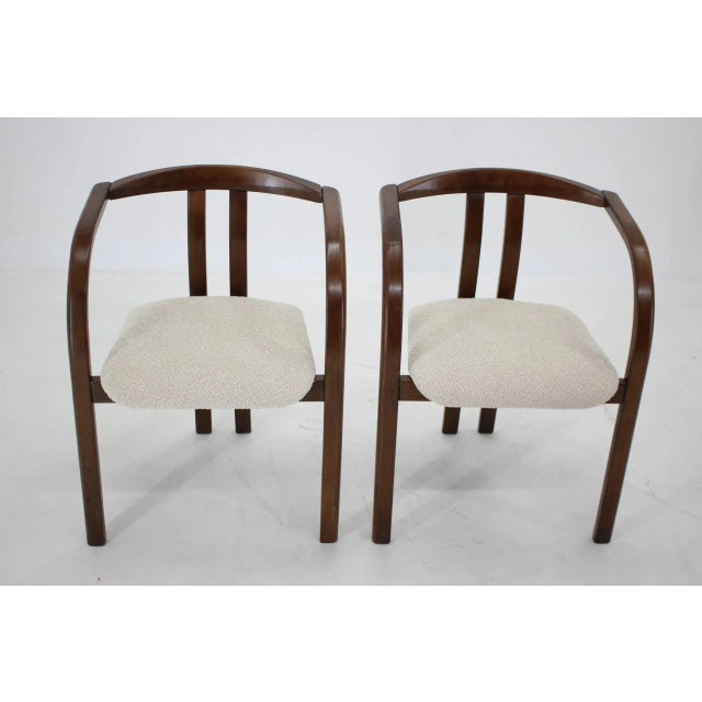 Wood Dining or Side Chair in Cream Bouclé Fabric from TON, 1980s For Sale - Image 7 of 9