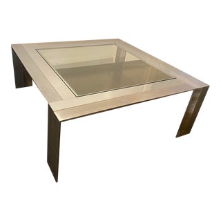 Mid 20th Century Vintage Pierre Cardin Chrome, Metal, and Glass Square Coffee Table For Sale