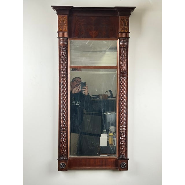 Antique American Empire Mahogany Pier Mirror C. 1840 For Sale - Image 4 of 9