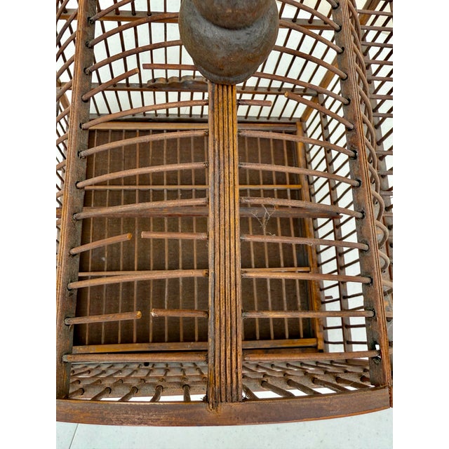 Vintage Mid Century Asian Bamboo Bird Cage For Sale - Image 4 of 12