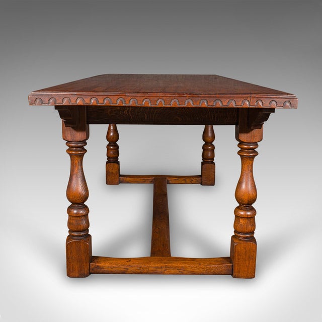 Traditional 6 Seat Antique Dining Table, English, Oak, Country Kitchen, Refectory, Edwardian For Sale - Image 3 of 12