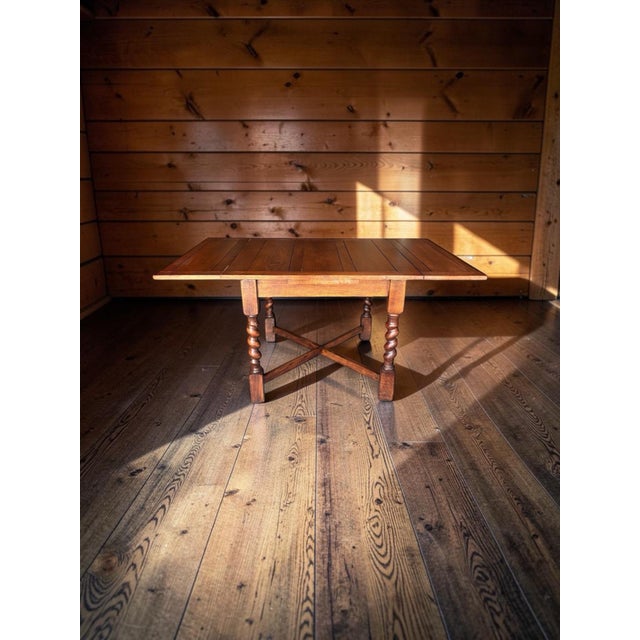 1930s Professionally Restored 1930s Solid Oak Draw Leaf Dining Table With Barley Twist Legs (1a) For Sale - Image 5 of 12