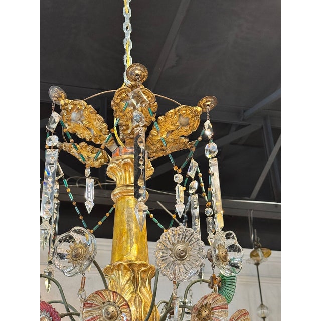 19th Century Italian Tuscan Giltwood and Crystal Chandelier For Sale - Image 10 of 10